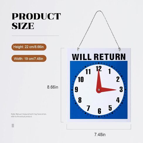 Plastic Time Indicator Highly Visible Out to Lunch Signs for Office Door Will Return Sign Be Back Sign with Clock Design Perfect for Business Use and Directing Customers with Clear Readability in Kuwait
