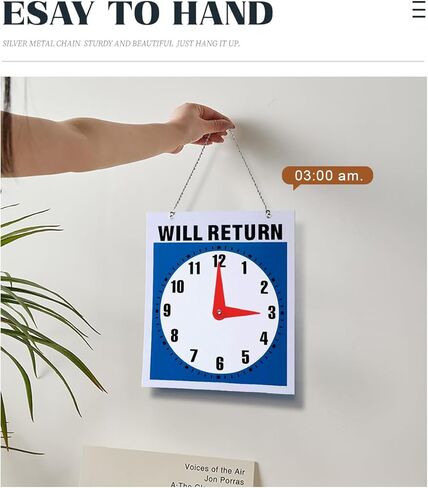 Plastic Time Indicator Highly Visible Out to Lunch Signs for Office Door Will Return Sign Be Back Sign with Clock Design Perfect for Business Use and Directing Customers with Clear Readability in Kuwait