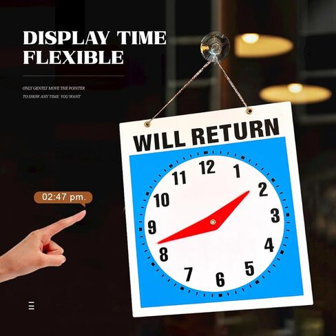 Plastic Time Indicator Highly Visible Out to Lunch Signs for Office Door Will Return Sign Be Back Sign with Clock Design Perfect for Business Use and Directing Customers with Clear Readability in Kuwait