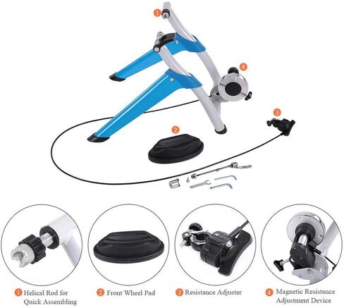 Bicycle Turbo Trainer,Exercise Bicycle Trainer Stand Stationary Indoor Magnetic Resistance 6 Levels Adjustable Fold Storage Home Sport Fitness Steel Frame in Kuwait