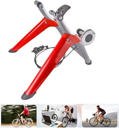 Exercise Bicycle Trainer Stand Stationary Indoor Magnetic Resistance 6 Levels Adjustable Fold Storage Travel Home Sport Fitness Red in Kuwait