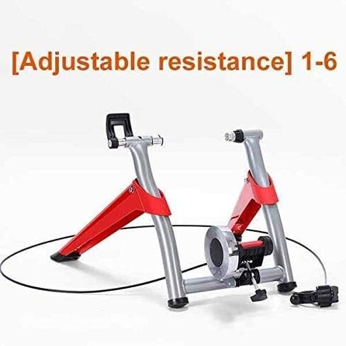 Exercise Bicycle Trainer Stand Stationary Indoor Magnetic Resistance 6 Levels Adjustable Fold Storage Travel Home Sport Fitness Red in Kuwait