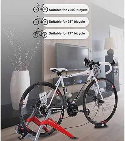 Bicycle Turbo Trainer,Exercise Bicycle Trainer Stand Stationary Indoor Magnetic Resistance 6 Levels Adjustable Fold Storage Travel Home Sport Fitness Red in Kuwait