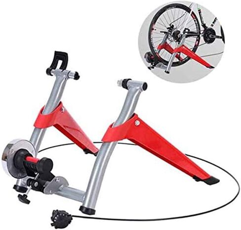 Exercise Bicycle Trainer Stand Indoor Magnetic Resistance 6 Levels Adjustable Wire Control Fold Home Sport Fitness Noise Reduction Stationary Exercise Steel Frame in Kuwait