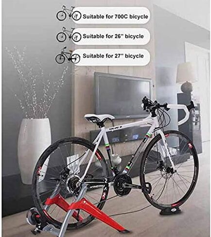Exercise Bicycle Trainer Stand Indoor Magnetic Resistance 6 Levels Adjustable Wire Control Fold Home Sport Fitness Noise Reduction Stationary Exercise Steel Frame in Kuwait