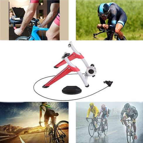 Exercise Bicycle Trainer Stand Indoor Magnetic Resistance 6 Levels Adjustable Wire Control Fold Home Sport Fitness Noise Reduction Stationary Exercise Steel Frame in Kuwait