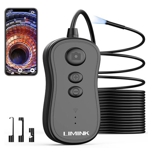 Wireless Endoscope, LIMINK 50Ft Snake Camera, Inspection Camera with Ip67 Waterproof, WiFi borescopes 2.0 MP HD Drain Camera for Android and iOS Smartphone, iPhone, iPad, Samsung -Black(50FT) in Kuwait