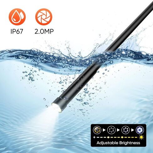 Wireless Endoscope, LIMINK 50Ft Snake Camera, Inspection Camera with Ip67 Waterproof, WiFi borescopes 2.0 MP HD Drain Camera for Android and iOS Smartphone, iPhone, iPad, Samsung -Black(50FT) in Kuwait