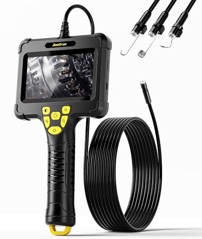 كاميرا منظار محمولة مع ضوء - كابل شبه صلب بطول 16.5 قدم وشاشة IPS مقاس 4.3 بوصة وكاميرا ثعبان مع 8 مصابيح LED، ومنظار IP67 مقاوم للماء لإصلاح السيارات وفحص السباكة والتدفئة والتهوية وتكييف الهواء (HVAC) in Kuwait