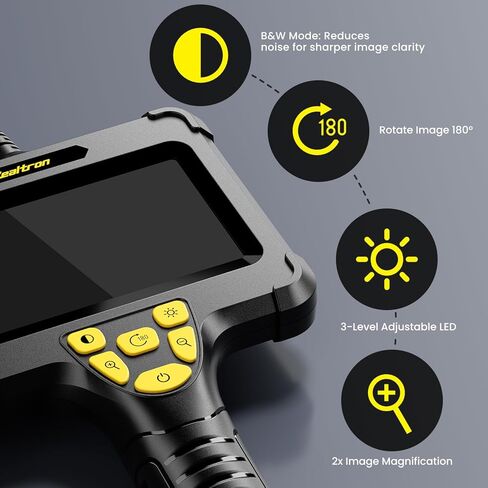 كاميرا منظار محمولة مع ضوء - كابل شبه صلب بطول 16.5 قدم وشاشة IPS مقاس 4.3 بوصة وكاميرا ثعبان مع 8 مصابيح LED، ومنظار IP67 مقاوم للماء لإصلاح السيارات وفحص السباكة والتدفئة والتهوية وتكييف الهواء (HVAC) in Kuwait