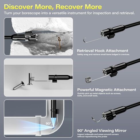 كاميرا منظار محمولة مع ضوء - كابل شبه صلب بطول 16.5 قدم وشاشة IPS مقاس 4.3 بوصة وكاميرا ثعبان مع 8 مصابيح LED، ومنظار IP67 مقاوم للماء لإصلاح السيارات وفحص السباكة والتدفئة والتهوية وتكييف الهواء (HVAC) in Kuwait