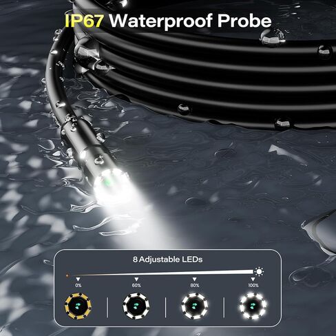 كاميرا منظار محمولة مع ضوء - كابل شبه صلب بطول 16.5 قدم وشاشة IPS مقاس 4.3 بوصة وكاميرا ثعبان مع 8 مصابيح LED، ومنظار IP67 مقاوم للماء لإصلاح السيارات وفحص السباكة والتدفئة والتهوية وتكييف الهواء (HVAC) in Kuwait