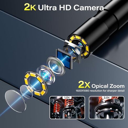 كاميرا منظار محمولة مع ضوء - كابل شبه صلب بطول 16.5 قدم وشاشة IPS مقاس 4.3 بوصة وكاميرا ثعبان مع 8 مصابيح LED، ومنظار IP67 مقاوم للماء لإصلاح السيارات وفحص السباكة والتدفئة والتهوية وتكييف الهواء (HVAC) in Kuwait