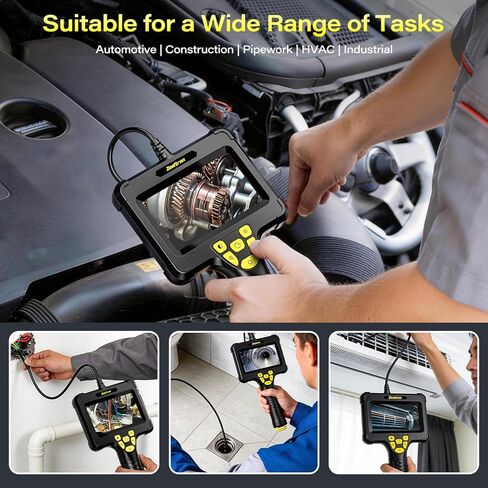 كاميرا منظار محمولة مع ضوء - كابل شبه صلب بطول 16.5 قدم وشاشة IPS مقاس 4.3 بوصة وكاميرا ثعبان مع 8 مصابيح LED، ومنظار IP67 مقاوم للماء لإصلاح السيارات وفحص السباكة والتدفئة والتهوية وتكييف الهواء (HVAC) in Kuwait