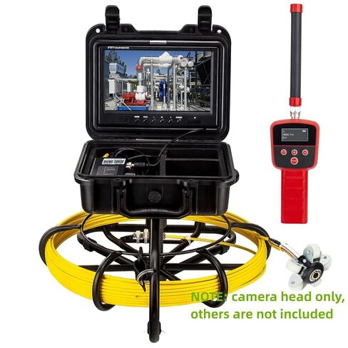 رأس كاميرا الصرف الصحي WP9600FTR مع غطاء واقي عجلة توجيه جهاز الإرسال 512 هرتز، ملحق بديل/أجزاء من 23 مم/0.9 بوصة كاميرا فحص الصرف الصحي JQKJCAM مع محدد موقع 12 مصباحًا (WP90F SP09F) in Kuwait