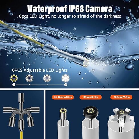 Sewer Camera 100 FT, 7" 1080P Screen & DVR,10X Zoom, Plumbing Cameras with Lights-6 LED, 32GB Card, IP68 Waterproof Snake Cameras for Duct Pipe,12V 4500mAh Battery Sewer Inspection Camera in Saudi Arabia