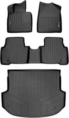 SMARTLINER Custom Fit Floor Mats 2 Row Liner Set Black Compatible with 2019-2020 Hyundai Santa Fe 5 Passenger Models in Saudi Arabia