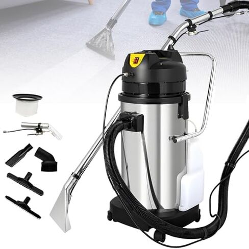 Commercial Carpet Cleaner Machine, 30L Deep Cleaning with Water Vacuum Head & Round Brush, Portable Wet/Dry Upholstery & Curtain Cleaner for Hotels & Guest Houses in Saudi Arabia
