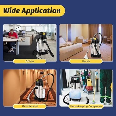 Commercial Carpet Cleaner Machine, 30L Deep Cleaning with Water Vacuum Head & Round Brush, Portable Wet/Dry Upholstery & Curtain Cleaner for Hotels & Guest Houses in Saudi Arabia