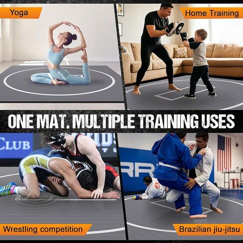 Wrestling Mat for Home, 10' x 10' / 8' x 8'/ 5' x 10' Grappling Mat for BJJ, MMA, Jiu Jitsu, Judo, Gym, Roll-Up Wrestling Practice Mat for Kids & Adults，Easy to Clean Indoor/Outdoor in Saudi Arabia