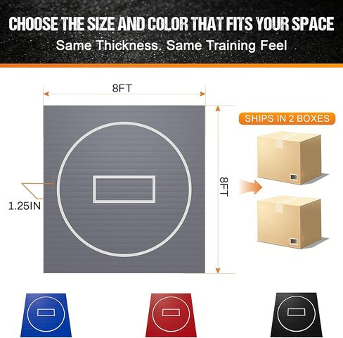 Wrestling Mat for Home, 10' x 10' / 8' x 8'/ 5' x 10' Grappling Mat for BJJ, MMA, Jiu Jitsu, Judo, Gym, Roll-Up Wrestling Practice Mat for Kids & Adults，Easy to Clean Indoor/Outdoor in Saudi Arabia
