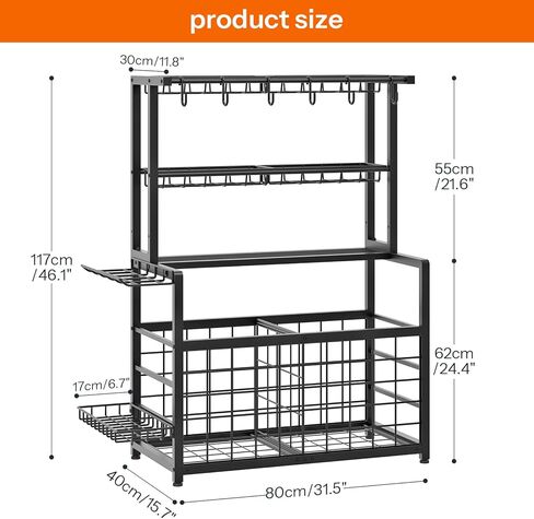 HOOBRO Sports Equipment Garage Organizer, Ball Storage Rack with Basket, Heavy Duty Ball Holder with Hooks, for Outdoor, Garage, Club, Basement, Black BK80JJ01 in Saudi Arabia