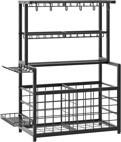HOOBRO Sports Equipment Garage Organizer, Ball Storage Rack with Basket, Heavy Duty Ball Holder with Hooks, for Outdoor, Garage, Club, Basement, Black BK80JJ01 in Saudi Arabia