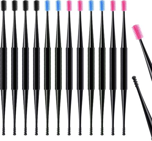 12 PCS Ear Wax Removal Tool, Reusable Spiral Ear Wax Removal Kit with Soft Silicone Double Sided Head, Safe Cleaner Tool for Adults in Saudi Arabia