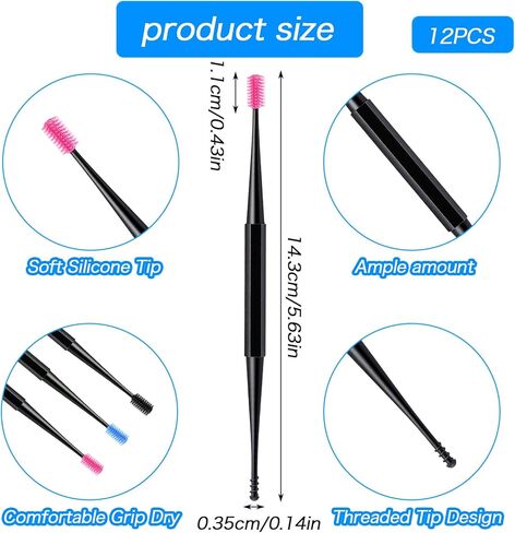 12 PCS Ear Wax Removal Tool, Reusable Spiral Ear Wax Removal Kit with Soft Silicone Double Sided Head, Safe Cleaner Tool for Adults in Saudi Arabia