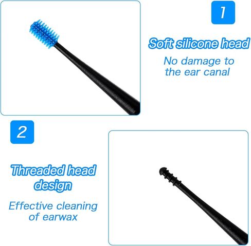 12 PCS Ear Wax Removal Tool, Reusable Spiral Ear Wax Removal Kit with Soft Silicone Double Sided Head, Safe Cleaner Tool for Adults in Saudi Arabia