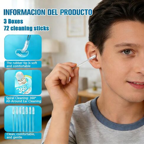 أعواد تنظيف الأذن اللزجة - عناية لطيفة ومرئية بالأذن، مسحات أذن لزجة، مسحات رأس ناعمة لاصقة قابلة لإعادة الاستخدام، أعواد تنظيف الأذن اللاصقة لجميع الأعمار (3 صناديق) in Kuwait