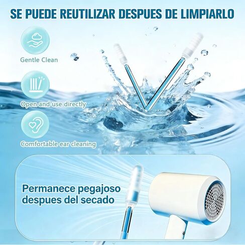 أعواد تنظيف الأذن اللزجة - عناية لطيفة ومرئية بالأذن، مسحات أذن لزجة، مسحات رأس ناعمة لاصقة قابلة لإعادة الاستخدام، أعواد تنظيف الأذن اللاصقة لجميع الأعمار (3 صناديق) in Kuwait