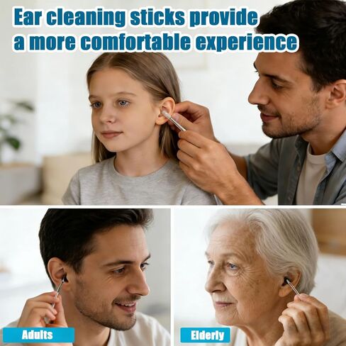 أعواد تنظيف الأذن اللزجة - عناية لطيفة ومرئية بالأذن، مسحات أذن لزجة، مسحات رأس ناعمة لاصقة قابلة لإعادة الاستخدام، أعواد تنظيف الأذن اللاصقة لجميع الأعمار (3 صناديق) in Kuwait