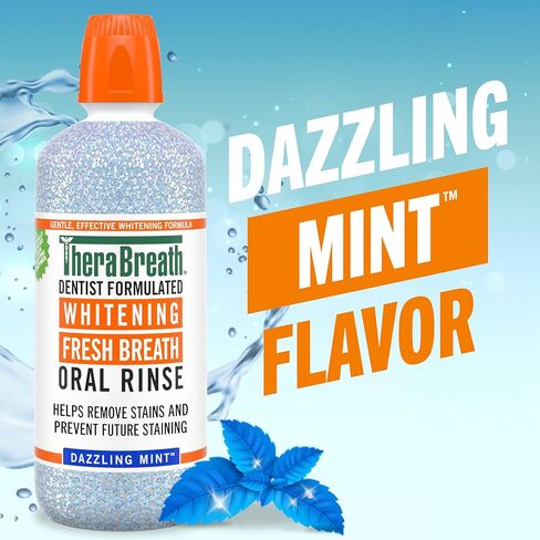 TheraBreath Whitening Mouthwash, Dazzling Mint, Dentist Formulated, 1 Liter in Kuwait