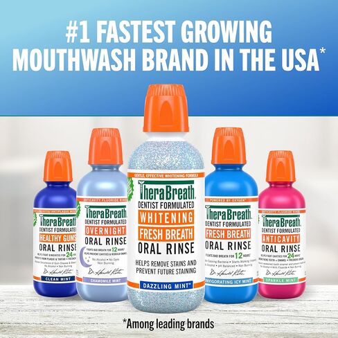 TheraBreath Whitening Mouthwash, Dazzling Mint, Dentist Formulated, 1 Liter in Kuwait