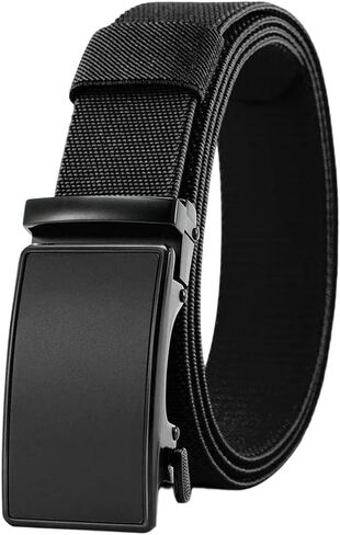 Men's Golf Sports Elastic Tactical Belt Metal Automatic Buckle Tough Stretch Nylon Outdoor in Saudi Arabia