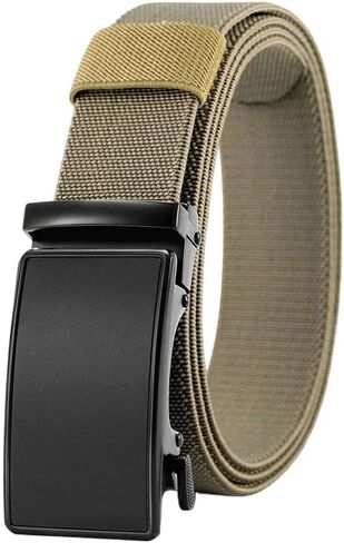 Men's Golf Sports Elastic Tactical Belt Metal Automatic Buckle Stretch Nylon Big Size Outdoor Work Belt in Saudi Arabia