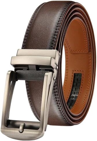 Men's Automatic Genuine Leather Ratchet Belt Leisure Fashion Casual Business Jeans Pants Waistband in Saudi Arabia