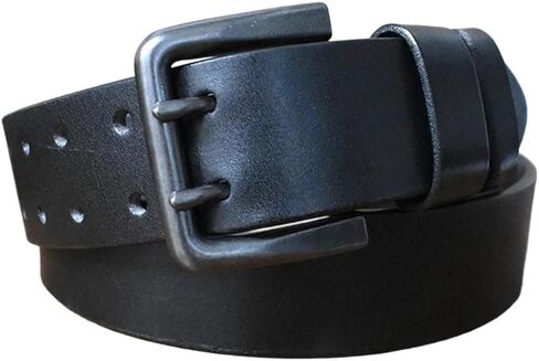 Men's vintage Genuine Leather Double Pin Buckle Waistband Business Belt Craft Accessories For Jeans in Saudi Arabia