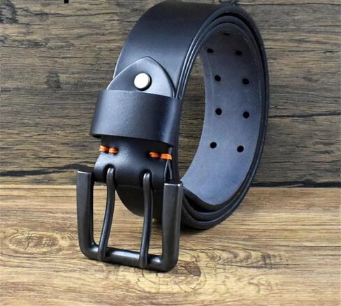 Men's vintage Genuine Leather Double Pin Buckle Waistband Business Belt Craft Accessories For Jeans in Saudi Arabia