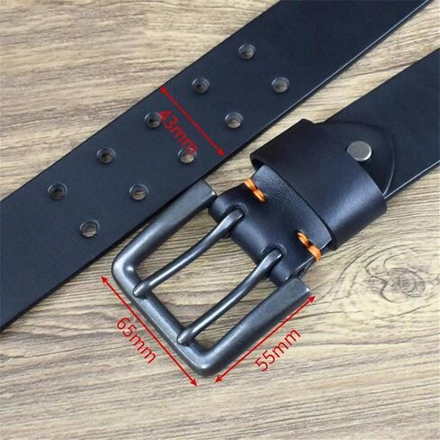 Men's vintage Genuine Leather Double Pin Buckle Waistband Business Belt Craft Accessories For Jeans in Saudi Arabia