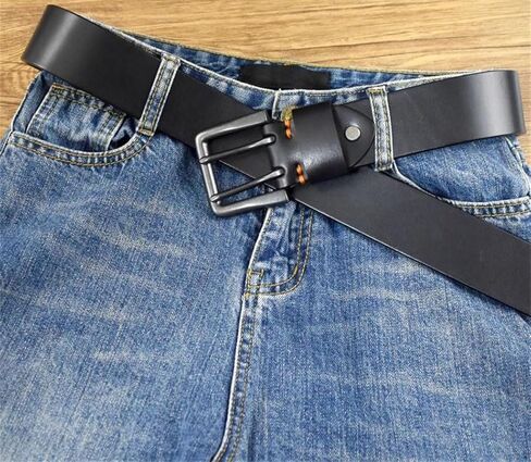 Men's vintage Genuine Leather Double Pin Buckle Waistband Business Belt Craft Accessories For Jeans in Saudi Arabia