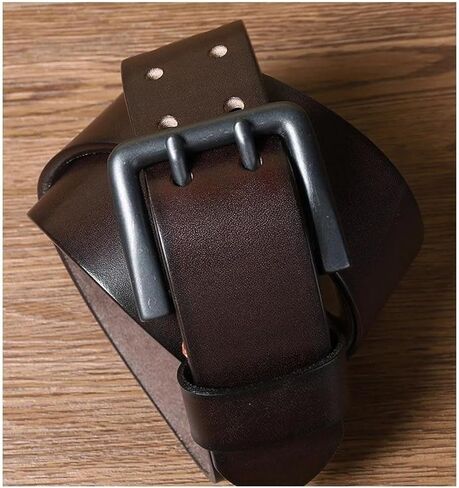Men's vintage Genuine Leather Double Pin Buckle Waistband Business Belt Craft Accessories For Jeans in Saudi Arabia
