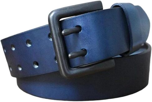 Men's vintage Genuine Leather Double Pin Buckle Waistband Business Belt Craft Accessories For Jeans in Saudi Arabia