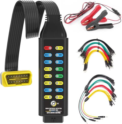 OBD2 Breakout Box Automotive Advanced OBDII Protocol Detector with LCD Display & LED Indicator, 16-Pin CAN Breakout Box Diagnostic Tool for Power Car E.CU, Use with Scanner/Multimeter/Oscilloscope in Saudi Arabia