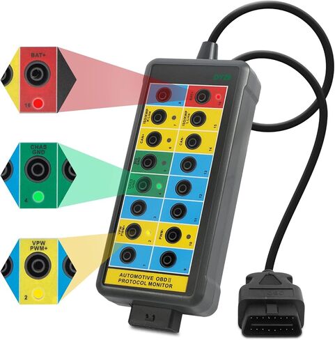 OBD2 Breakout Box Automotive Advanced OBDII Protocol Detector with LCD Display & LED Indicator, 16-Pin CAN Breakout Box Diagnostic Tool for Power Car E.CU, Use with Scanner/Multimeter/Oscilloscope in Saudi Arabia