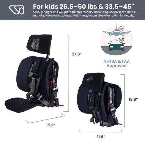 Wayb Pico Travel Car Seat (Golden Hour) خفيفة الوزن ، محمولة ، قابلة للطي - مثالية للطائرات ، Rideshares ، والرحلات على الطرق - تواجه إلى الأمام للأطفال من 22 إلى 50 رطلاً. و 30-45 " in Kuwait