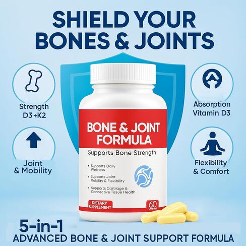تركيبة درع العظام والمفاصل - دعم العظام المعزز ومكمل صحة العظام مع فيتامين د3 وك2، 60 كبسولة (1) in Kuwait