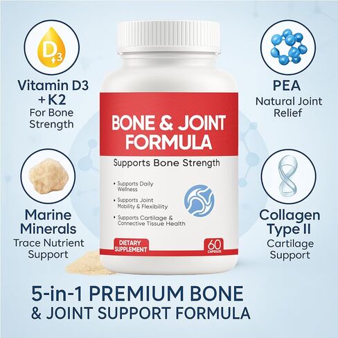 تركيبة درع العظام والمفاصل - دعم العظام المعزز ومكمل صحة العظام مع فيتامين د3 وك2، 60 كبسولة (1) in Kuwait