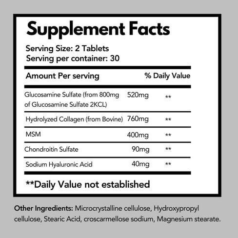 Arymar Glucosamine, Chondroitin, MSM, Collagen & Hyaluronic Acid Supplement 60 Tablets in Kuwait